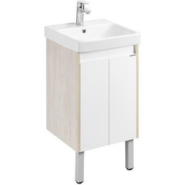 Тумба универсальная с раковиной Акватон Сканди Doors 45 см 1A278701SDB20, дуб верона/белый глянцевый (ножки в комплекте) фото 