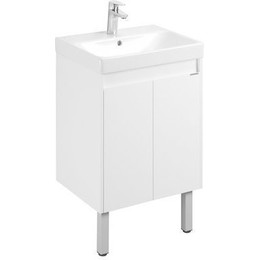 Тумба универсальная с раковиной Акватон Сканди Doors 55 см 1A278801SD010, белый матовый/белый глянцевый (ножки в комплекте) фото 