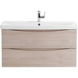 Тумба подвесная с раковиной BelBagno MARINO-CER-900-2C-SO-RG-P 90 см, Rovere Grigio фото 
