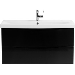 Тумба подвесная с раковиной BelBagno MARINO-CER-1000-2C-SO-NL-P 100 см, Nero Lucido фото 