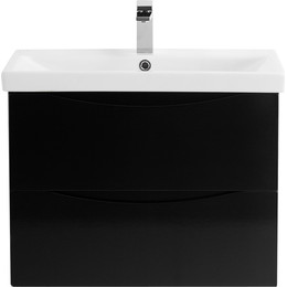 Тумба подвесная с раковиной BelBagno MARINO-CER-700-2C-SO-NL-P 70 см, Nero Lucido фото 