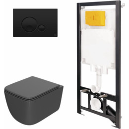 Инсталляция Oli 80 Eco с подвесным безободковым унитазом Point Меркурий 886914GBO3+PN41831GM, серый матовый фото 