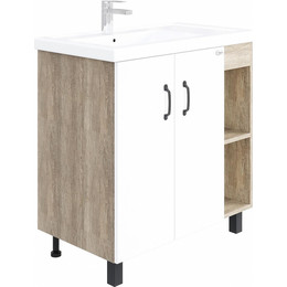 Тумба напольная с раковиной-столешницей Onika Тимбер 80 см 108045, белый матовый/дуб сонома фото 