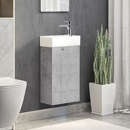 Тумба подвесная с раковиной Comforty Асти 40 см, бетон светлый фото 