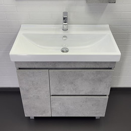 Тумба напольная с раковиной Comforty Осло 80Н см, бетон светлый фото 