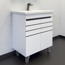 Тумба напольная с раковиной Comforty Нарва 70 см, белый матовый фото 