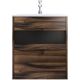 Тумба подвесная с раковиной Am.Pm Func 60 см M8FFUX0601OF, дуб крафт, Цвет фасада: тёмное дерево фото 