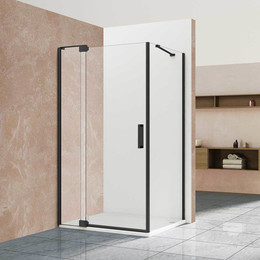 Душевое ограждение Vincea Extra 110-120x90 см VSR-1E111290CLB (стекло 8 мм), черный/прозрачное фото 