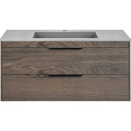 Тумба подвесная с раковиной Vincea Chiara 2D 100 см VMC-2C2100RO (раковина VCB-13100G), тёмный дуб фото 