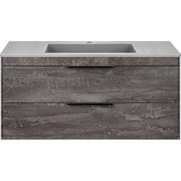 Тумба подвесная с раковиной Vincea Chiara 2D 100 см VMC-2C2100GS (раковина VCB-13100G), cерый камень фото 