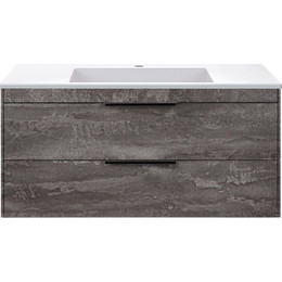 Тумба подвесная с раковиной Vincea Chiara 2D 100 см VMC-2C2100GS (раковина VCB-13100W), cерый камень фото 