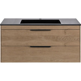 Тумба подвесная с раковиной Vincea Chiara 2D 100 см VMC-2C2100NO (раковина VCB-13100B), натуральный дуб фото 