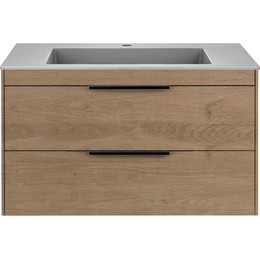 Тумба подвесная с раковиной-столешницей Vincea Chiara 2D 80 см VMC-2C2800NO (раковина VCB-13800G), натуральный дуб фото 