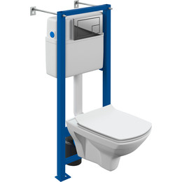 Инсталляция Cersanit Vector с подвесным унитазом Carina Xl Co Dpl Eo Slim A64441 (кнопка Corner хром глянцевый) фото 