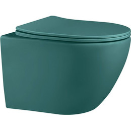 Унитаз подвесной безободковый Abber Bequem AC1101MBG с крышкой микролифт, зеленый матовый, Цвет производителя: зелёный фото 