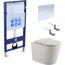 Инсталляция Aquatek Standart 50 INS-0000012 с подвесным унитазом Aquatek Вега AQ1904-00 (кнопка KDI-0000013 белая) фото 