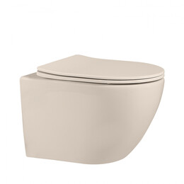 Унитаз подвесной безободковый Abber Bequem AC1101MBE с крышкой микролифт, бежевый матовый, Цвет производителя: бежевый фото 