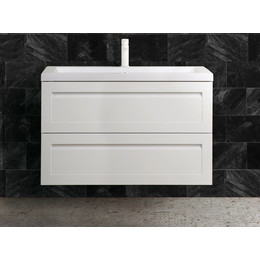 Тумба подвесная с раковиной Art&Max AM-Platino-900-2C-SO-BL-Cer 90 см, белый глянцевый фото 