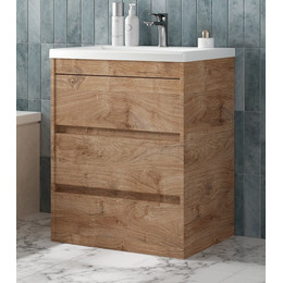 Тумба напольная с раковиной Art&Max FAMILY-M-580-3C-PIA-HG 58 см, дуб харбор золотой фото 