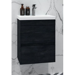 Тумба подвесная с раковиной Art&Max Family-M-400-2C-SO-HC 40 см, Угольный камень фото 