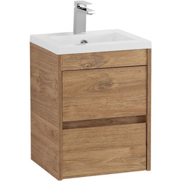 Тумба подвесная с раковиной Art&Max Family-M-500-2C-SO-HG 50 см, дуб харбор золотой фото 