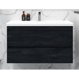 Тумба подвесная с раковиной Art&Max Family-M-900-2C-SO-HC 90 см, угольный камень фото 