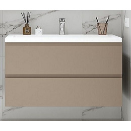 Тумба подвесная с раковиной Art&Max AM-Bianchi-1000-2C-SO-CM 100 см, эмаль капучино матовый, Цвет фасада: бежевый фото 