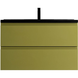 Тумба подвесная с раковиной Art&Max AM-Bianchi-1000-2C-SO-OM 100 см, эмаль оливковый матовый, Цвет фасада: зелёный фото 