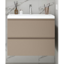 Тумба подвесная с раковиной Art&Max AM-Bianchi-750-2C-SO-CM 75 см, эмаль капучино матовый, Цвет фасада: бежевый фото 
