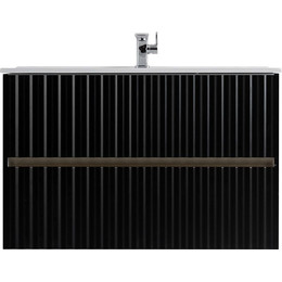 Тумба подвесная с раковиной Art&Max AM-ELEGANT-900-2C-SO-NM-LED 90 см, чёрный матовый, Цвет фасада: чёрный матовый фото 
