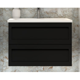 Тумба подвесная с раковиной Art&Max AM-Platino-900-2C-SO-NM-Cer 90 см, чёрный матовый фото 