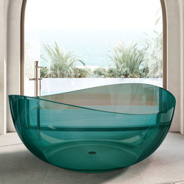 Ванна прозрачная Abber Kristall 150x150 см AT9705Aquamarin, бирюзовый фото 