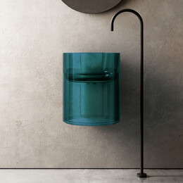 Раковина подвесная прозрачная Abber Kristall 42 см AT2704Aquamarin, бирюзовый фото 