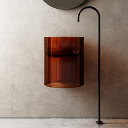 Раковина подвесная прозрачная Abber Kristall 42 см AT2704Opal, коричневый фото 