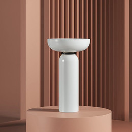 Раковина с пьедесталом ArtCeram Jolie 50 см JOL001 01 00, белый глянцевый/чёрный матовый фото 