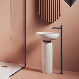 Раковина с пьедесталом ArtCeram Jolie 50 см JOL001 05 00, белый матовый/чёрный фото 