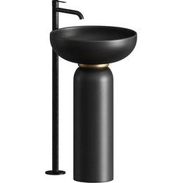Раковина с пьедесталом ArtCeram Jolie 50 см JOL001 17 00, чёрный матовый/золото фото 