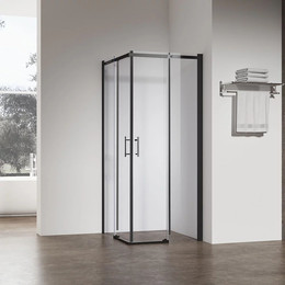 Душевое ограждение Veconi Rovigo 100x100 см RV50B-100100-01-C8, черный/прозрачное фото 