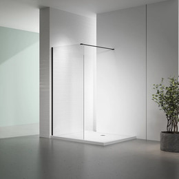 Душевая перегородка Veconi Korato 70 см KR72B-70-01-C7 (стекло 8 мм) с кронштейном в комплекте, черный/прозрачное фото 