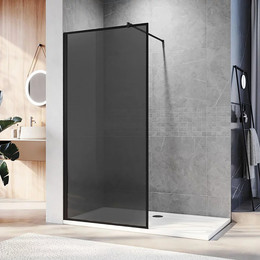 Душевая перегородка Veconi Korato 70 см KR81B-70-05-C8 (стекло 8 мм) с кронштейном в комплекте, черный/тонированное фото 