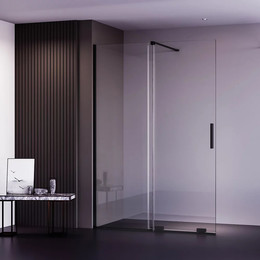 Душевая перегородка Veconi Premium Trento 140 см PTDW-50B-140-01-C4 (стекло 8 мм) с кронштейном в комплекте, черный/прозрачное фото 