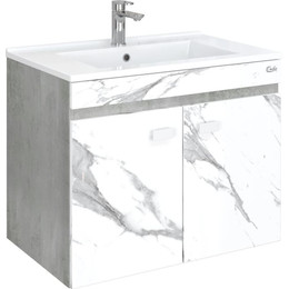 Тумба подвесная с раковиной Onika Марбл 75 см 107517, мрамор/камень бетонный фото 