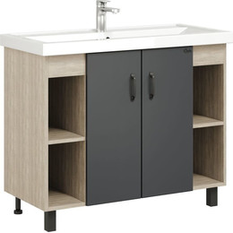 Тумба напольная с раковиной Onika Тимбер 100 см 110010, серый матовый/дуб сонома фото 