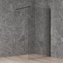 Душевая перегородка Paini 110 см PAINI-WalkIN110C (стекло 8 мм) с кронштейном в комплекте, чёрный/прозрачное фото 