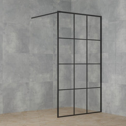 Душевая перегородка Paini 110 см PAINI-WalkIN110G (стекло 8 мм) с кронштейном в комплекте, чёрный/прозрачное фото 