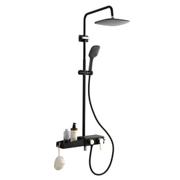 Душевая стойка Azario AZ-801-2, черный/золото, Цвет производителя: чёрный, золото фото 