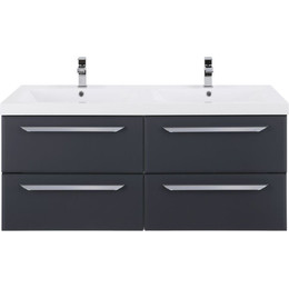 Тумба подвесная с раковиной Cezares ECO-1200-4C-SO-2-GR-P 120 см, Grafito фото 