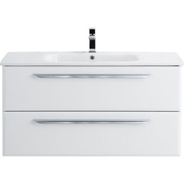 Тумба подвесная с раковиной Cezares ECO-CER-1000-2C-SO-BO 100 см, Bianco Opaco фото 