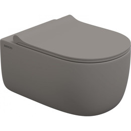 Унитаз подвесной Berges Wasserhaus Ego XL Rimless 083216 с крышкой микролифт, матовый серый фото 