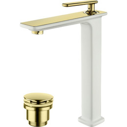 Смеситель для раковины высокий Lemark Mista LM6409WG, белый/золото фото 